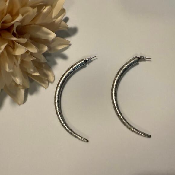 Unique Half Hoop Silver-Tone Earrings - Picture 1 of 2